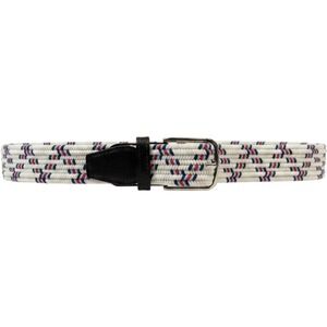 Royal Albartross Woven Belt Mens L White Red Blue Braided Leather Trim Italy